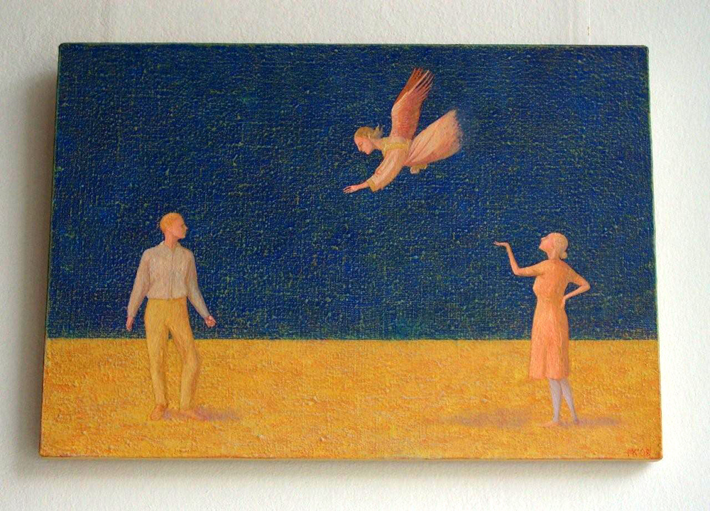 Mikołaj Kasprzyk - Angel After Giotto (Oil on Canvas | Size: 54 x 38 cm | Price: 3600 PLN)