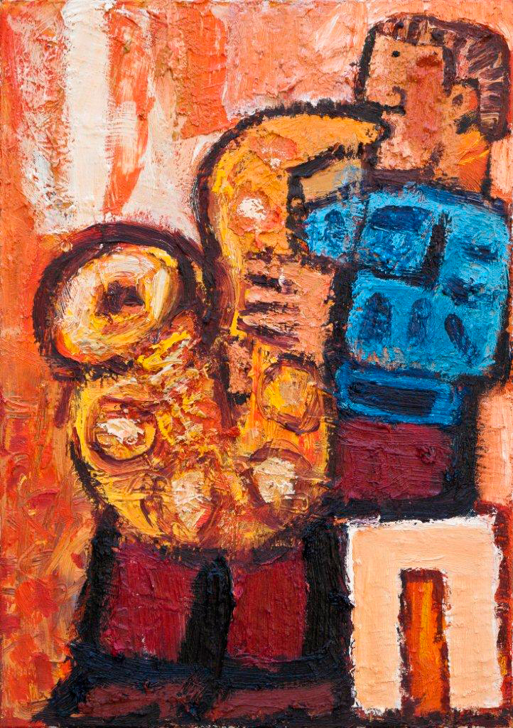Krzysztof Kokoryn - A Sitting Sax Player (Oil on Canvas | Wymiary: 50 x 70 cm | Cena: 8500 PLN)