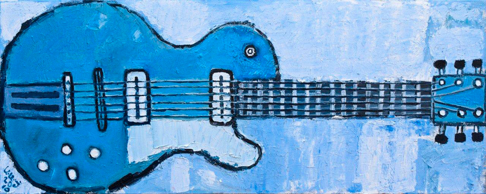 Krzysztof Kokoryn - Blue Guitar (Oil on Canvas | Wymiary: 150 x 60 cm | Cena: 9000 PLN)