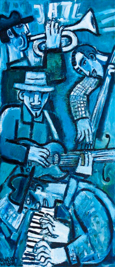 Krzysztof Kokoryn - Blue Jazz (Oil on Canvas | Größe: 70 x 160 cm | Preis: 9500 PLN)