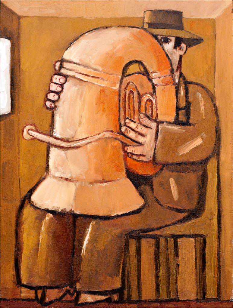 Krzysztof Kokoryn - Indoor Tuba Player (Oil on Canvas | Size: 73 x 100 cm | Price: 9500 PLN)