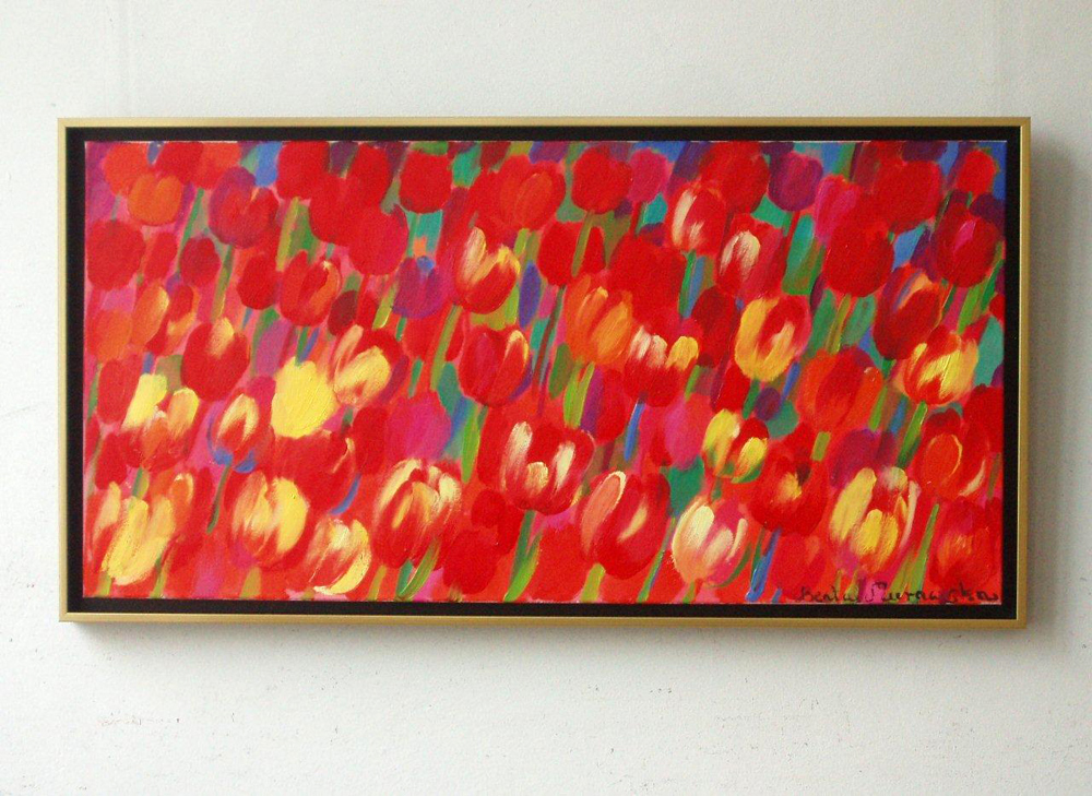 Beata Murawska - Red in the garden (Oil on canvas | Wymiary: 105 x 55 cm | Cena: 5000 PLN)