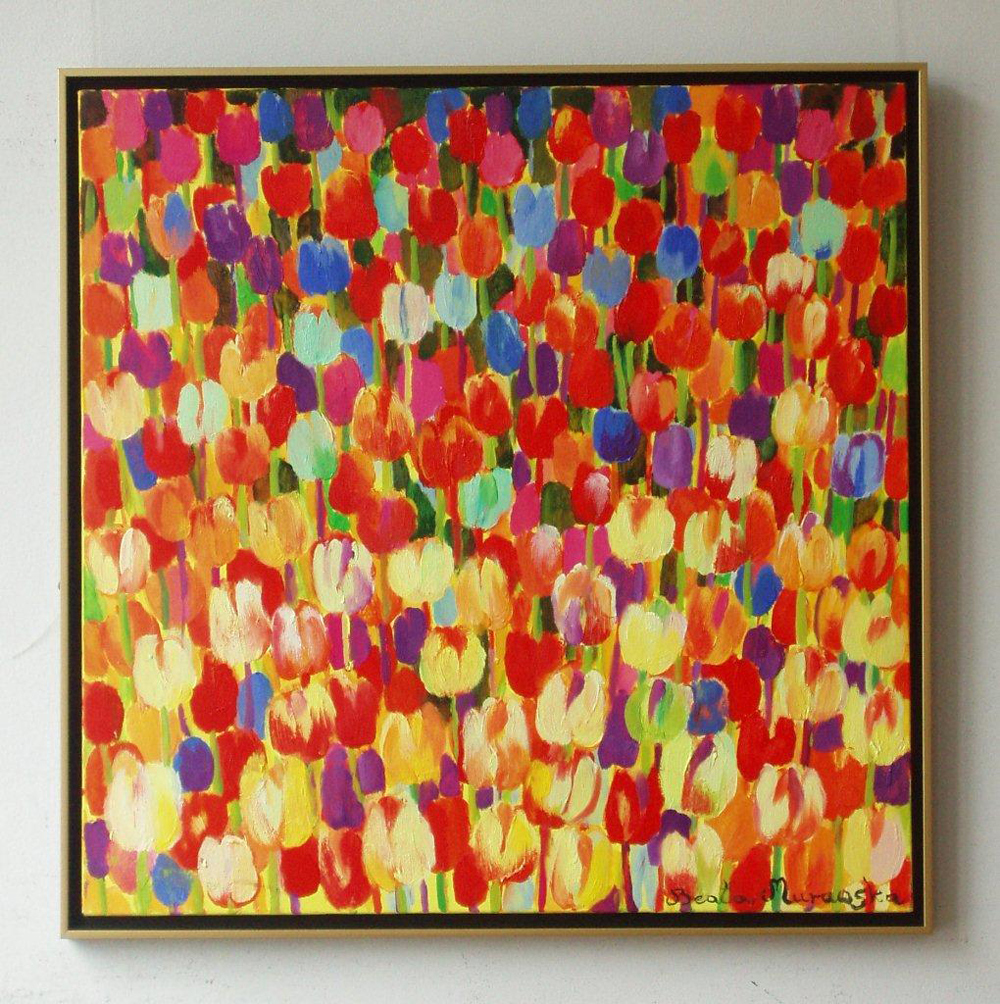 Beata Murawska - Tulips (Oil on canvas | Size: 105 x 105 cm | Price: 5000 PLN)