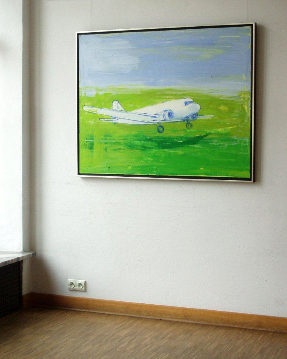 Jacek Łydżba - Green landing field (Oil on canvas | Größe: 130 x 100 cm | Preis: 7000 PLN)