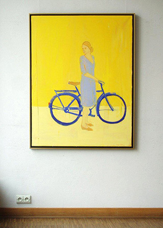 Jacek Łydżba : Lady with bicykle : Oil on canvas