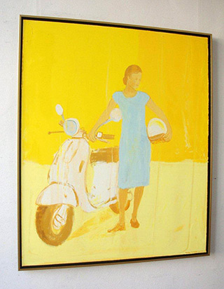 Jacek Łydżba : Young woman with scooter : Oil on canvas