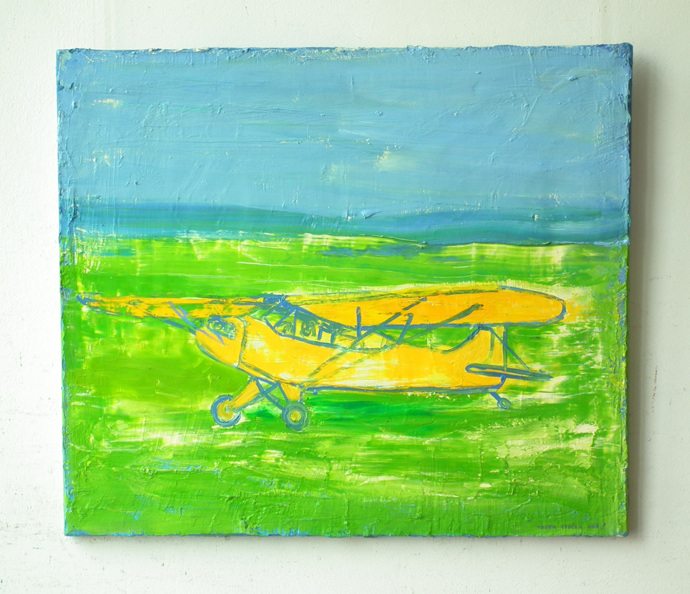 Jacek Łydżba - Yellow plane (Oil on Canvas | Wymiary: 70 x 60 cm | Cena: 3500 PLN)