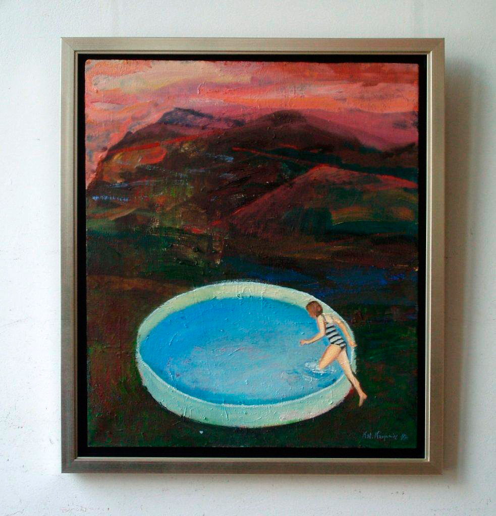 Katarzyna Karpowicz - Circular swimming pool (Oil on Canvas | Wymiary: 64 x 74 cm | Cena: 3600 PLN)