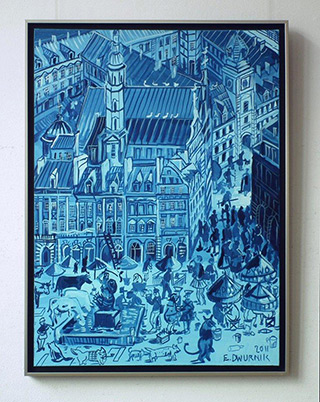 Edward Dwurnik : Blue Warsaw : Oil on Canvas