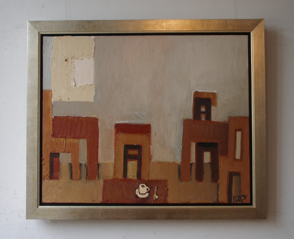 Krzysztof Kokoryn - Gray Cafe (Oil on Canvas | Größe: 115 x 96 cm | Preis: 8500 PLN)