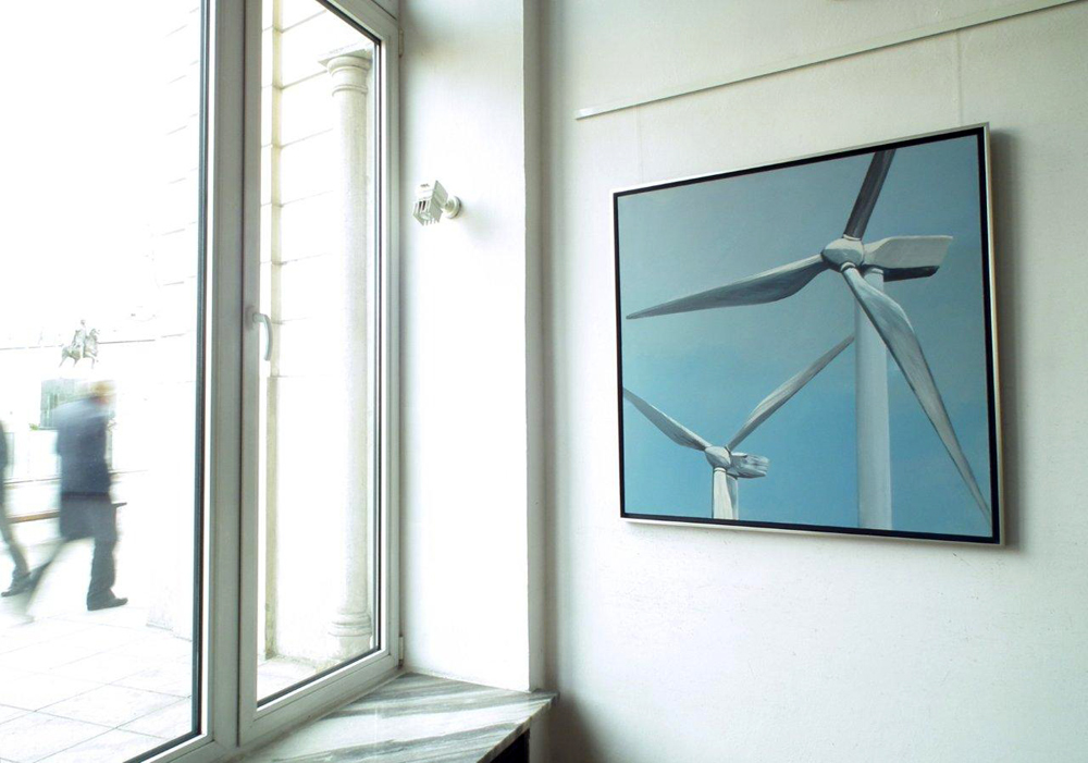 Maria Kiesner - Windmills (Tempera on Canvas | Size: 105 x 105 cm | Price: 9500 PLN)