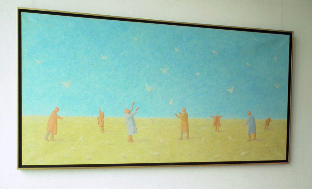 Mikołaj Kasprzyk - Chasing birds (Oil on Canvas | Size: 185 x 85 cm | Price: 8500 PLN)