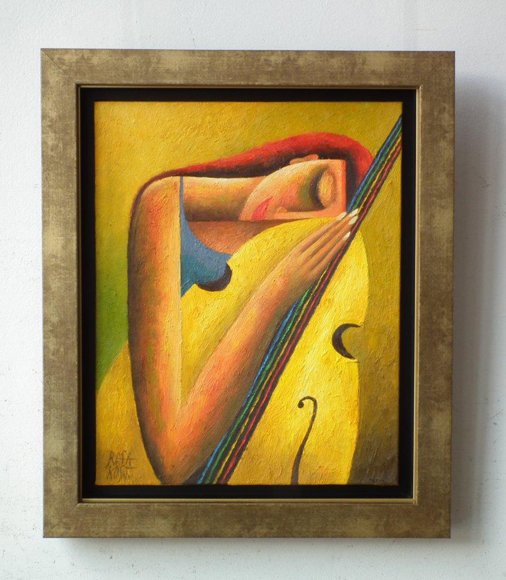 Rafał Kostrzewa - Lady with yellow cello (Oil on Canvas | Größe: 52 x 63 cm | Preis: 5000 PLN)