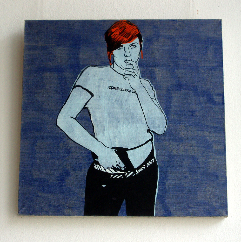 Agnieszka Sandomierz - Girl with the gun (Tempera on Canvas | Size: 40 x 40 cm | Price: 3600 PLN)