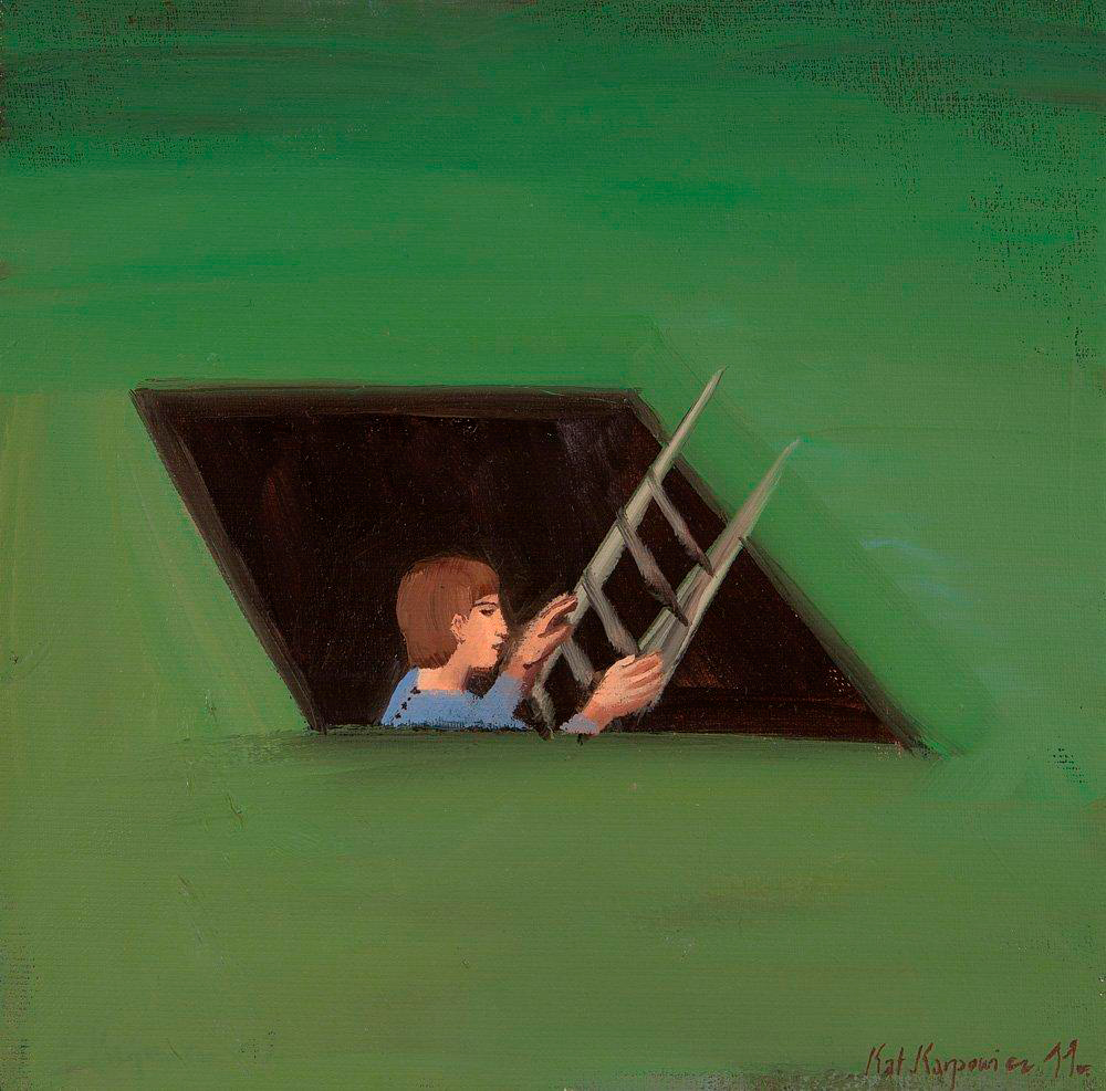 Katarzyna Karpowicz - Ladder (Oil on Canvas | Size: 40 x 40 cm | Price: 2800 PLN)