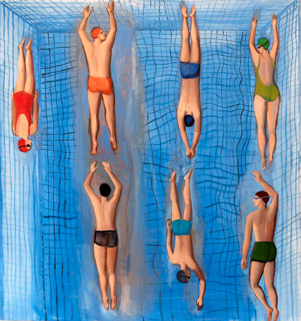 Katarzyna Karpowicz - Large swimming pool (Oil on Canvas | Größe: 140 x 150 cm | Preis: 6500 PLN)