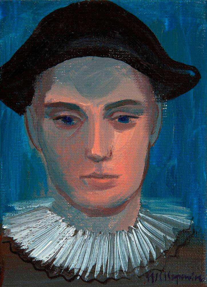 Katarzyna Karpowicz - Portrait of Pierrot (Oil on Canvas | Größe: 13 x 18 cm | Preis: 1200 PLN)