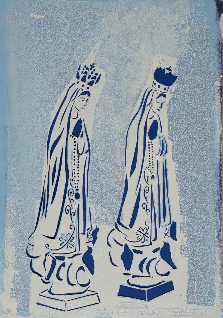 Jacek Łydżba - Two Figures of Our Lady of Fátima (Pattern, paper, enamel | Size: 70 x 100 cm | Price: 2000 PLN)