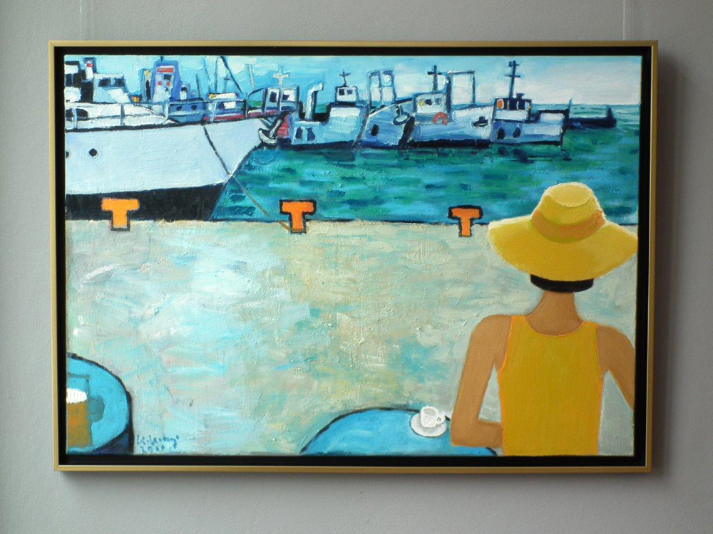 Krzysztof Kokoryn - Coffee in the port (Oil on Canvas | Size: 105 x 75 cm | Price: 8500 PLN)