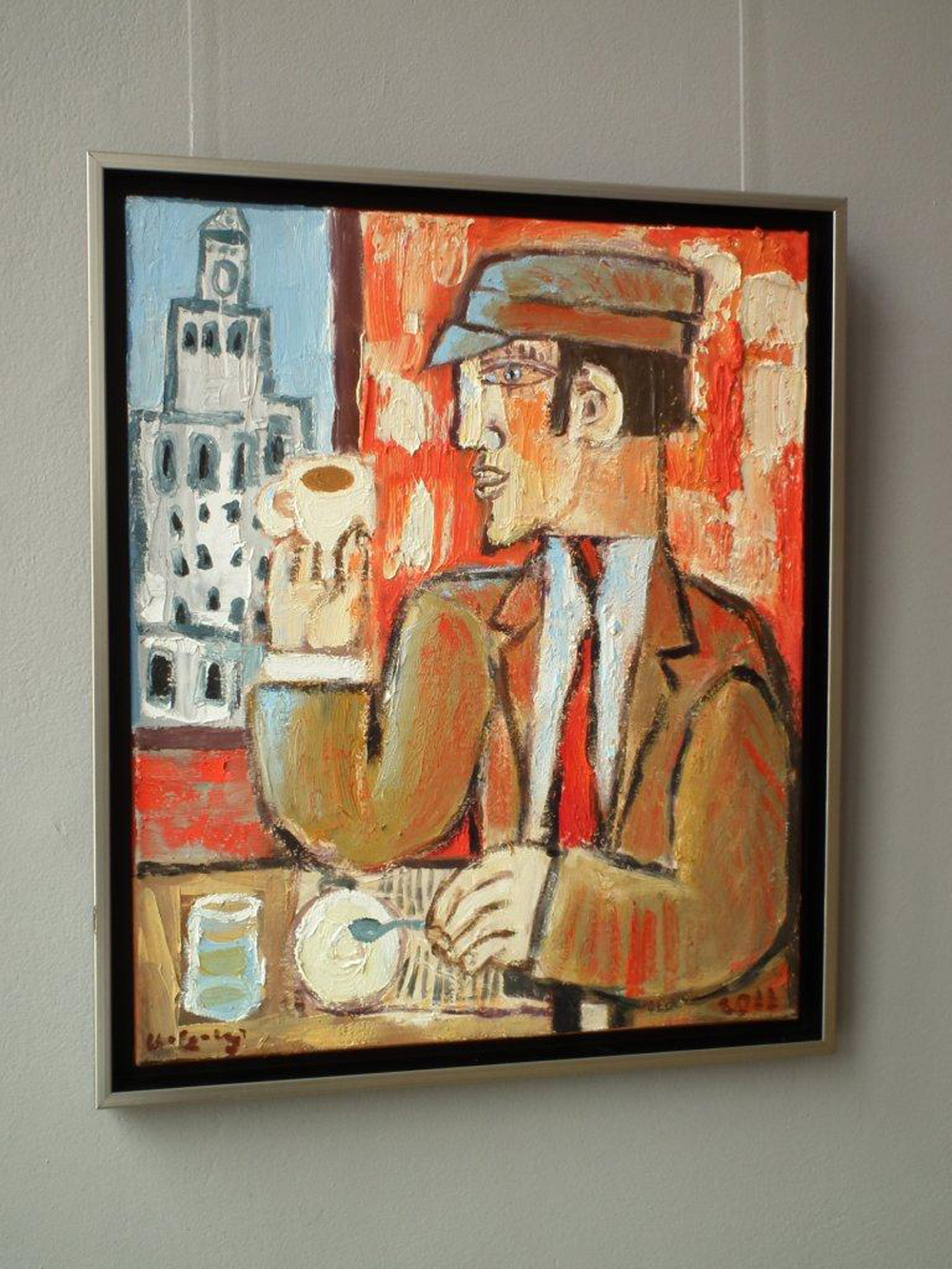 Krzysztof Kokoryn - Coffee with a view of the palace (Oil on Canvas | Size: 51 x 60 cm | Price: 7500 PLN)