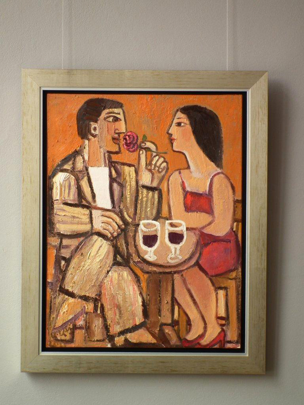Krzysztof Kokoryn - Couple with rose (Oil on Canvas | Wymiary: 63 x 78 cm | Cena: 8500 PLN)