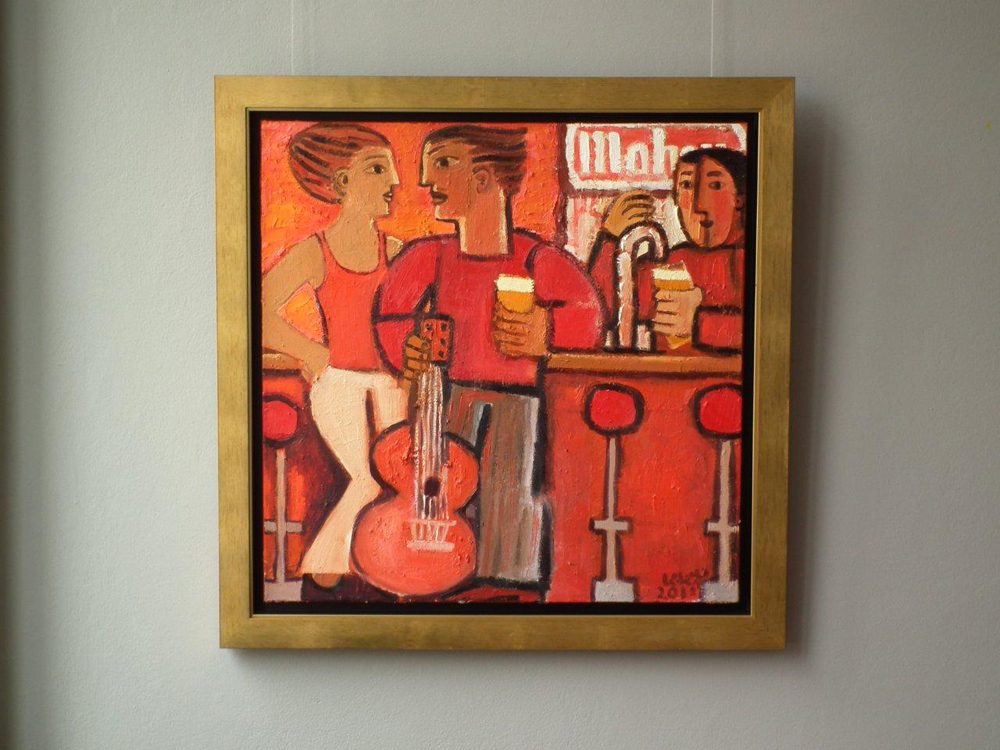 Krzysztof Kokoryn - In the red bar (Oil on Canvas | Wymiary: 83 x 83 cm | Cena: 8500 PLN)