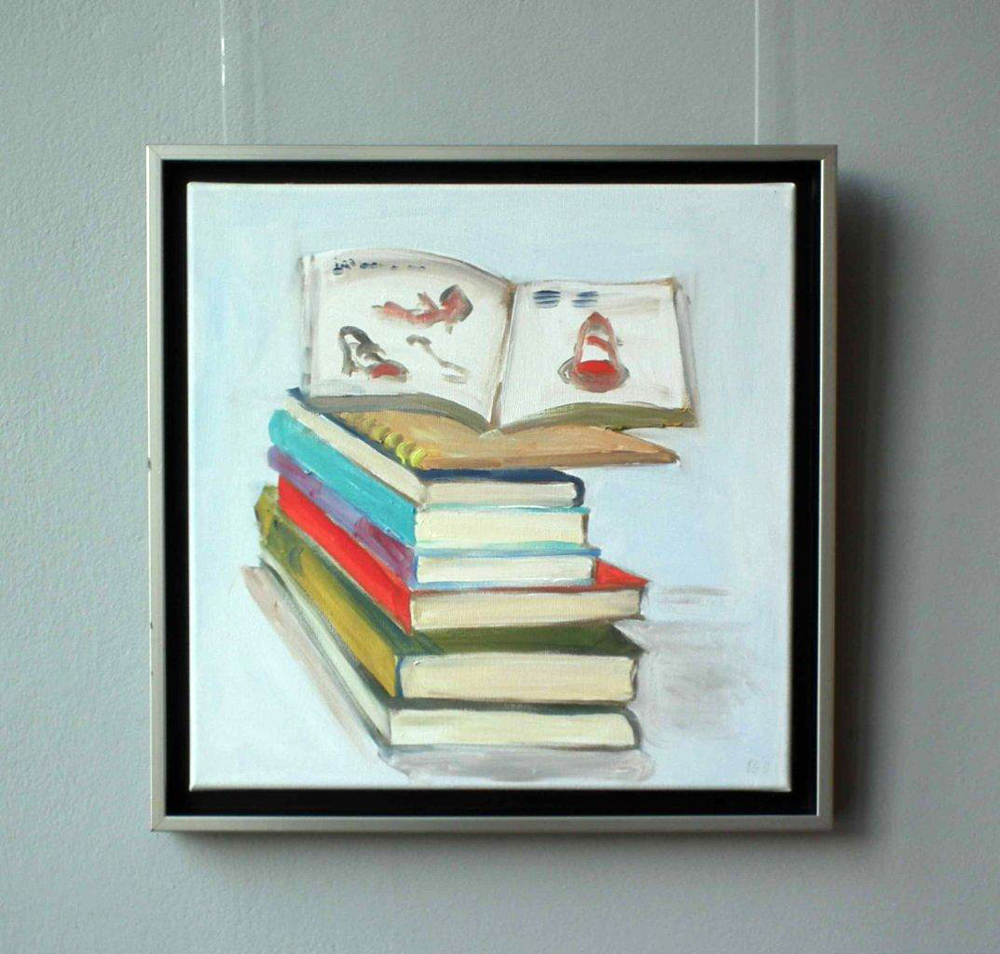 Bogna Gniazdowska - Plie of books (Oil on Canvas | Size: 45 x 45 cm | Price: 1200 PLN)