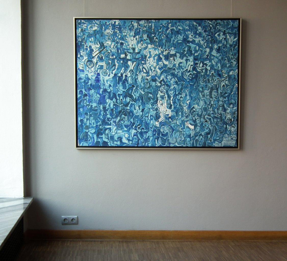 Edward Dwurnik - Blue pogo (Oil on Canvas | Wymiary: 151 x 119 cm | Cena: 35000 PLN)