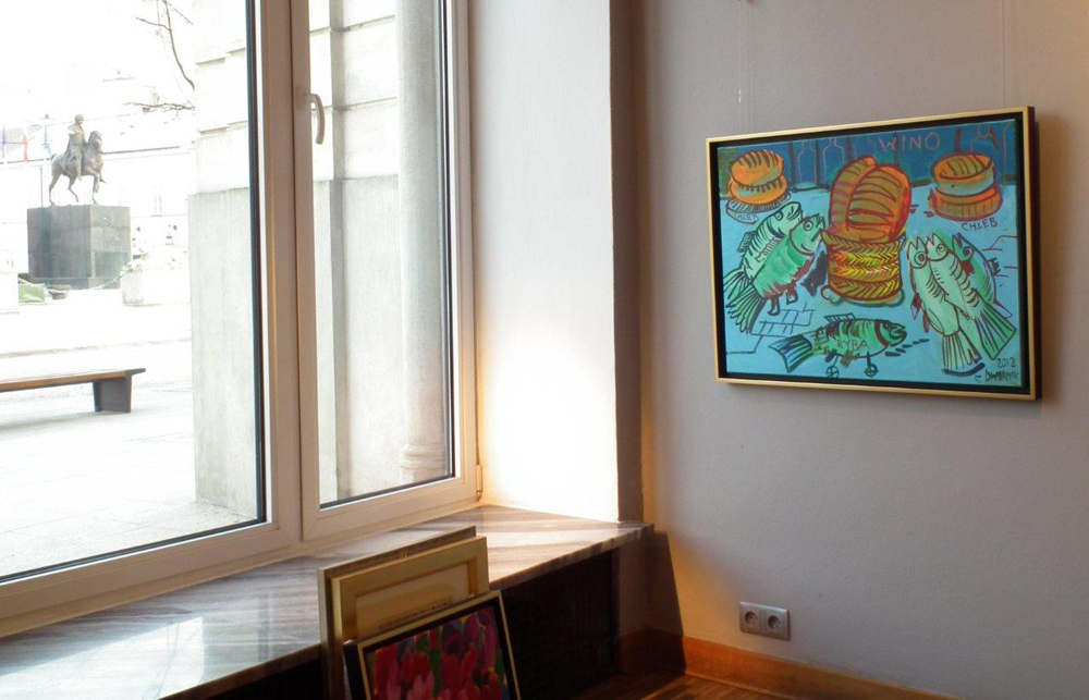 Edward Dwurnik - Bread, fish and wine (Oil on Canvas | Size: 87 x 65 cm | Price: 9000 PLN)