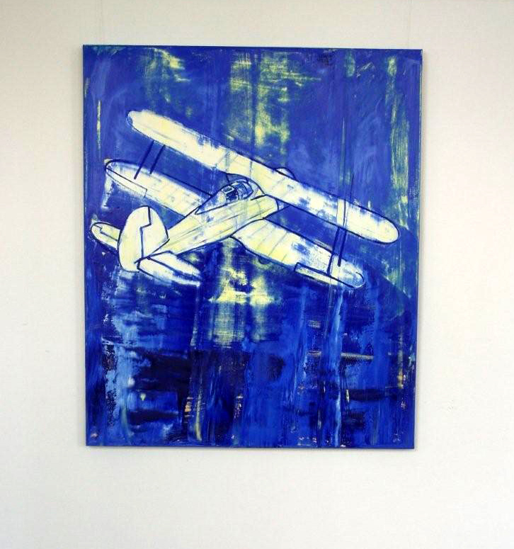 Jacek Łydżba - Blue Plane (Oil on Canvas | Größe: 100 x 120 cm | Preis: 5500 PLN)