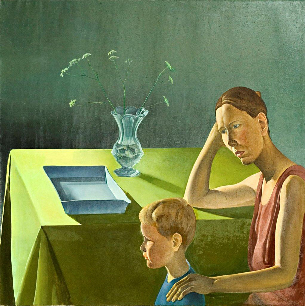 Tomasz Karabowicz - Mother and son (Oil on Canvas | Wymiary: 120 x 120 cm | Cena: 7000 PLN)