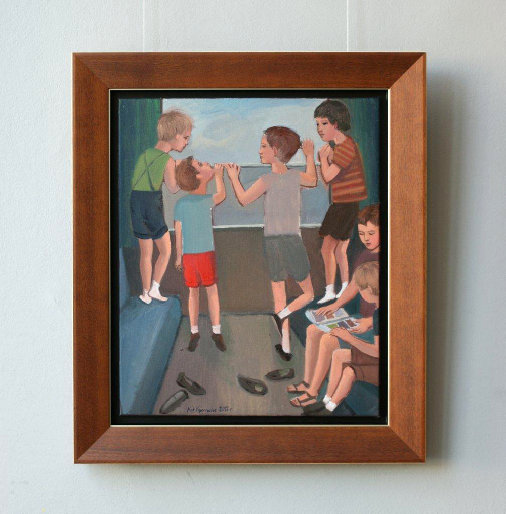Katarzyna Karpowicz - Children in the train (Oil on Canvas | Size: 67 x 79 cm | Price: 4800 PLN)