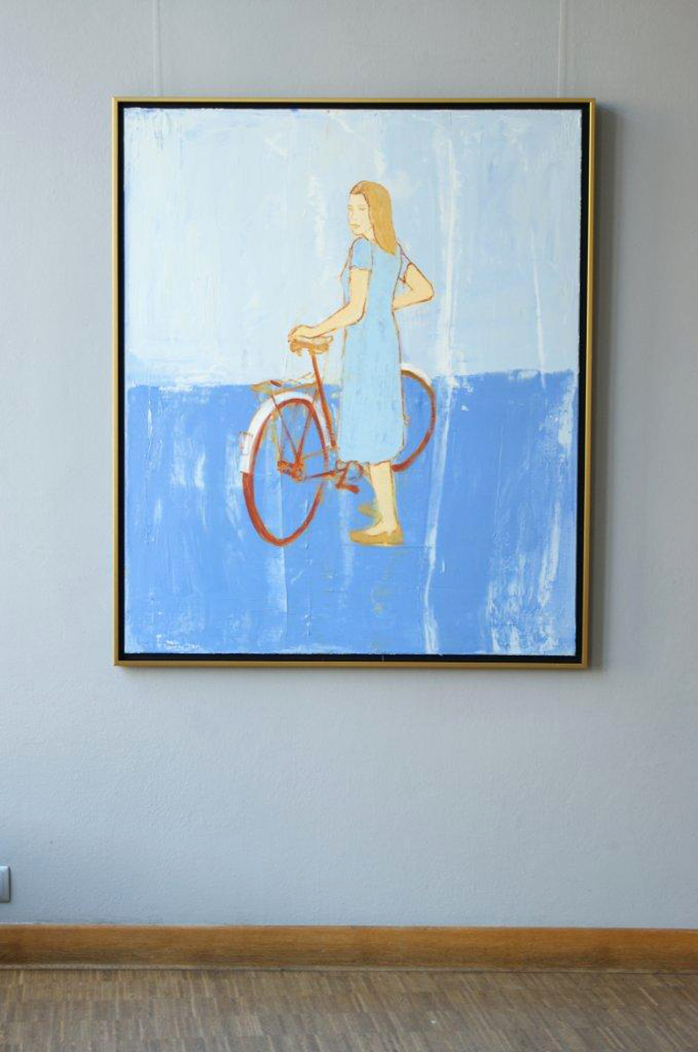 Jacek Łydżba - Blue cyclist (Oil on Canvas | Size: 105 x 125 cm | Price: 7000 PLN)