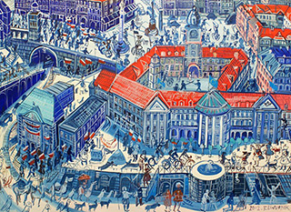 Edward Dwurnik : Warsaw Royale castle : Oil on Canvas
