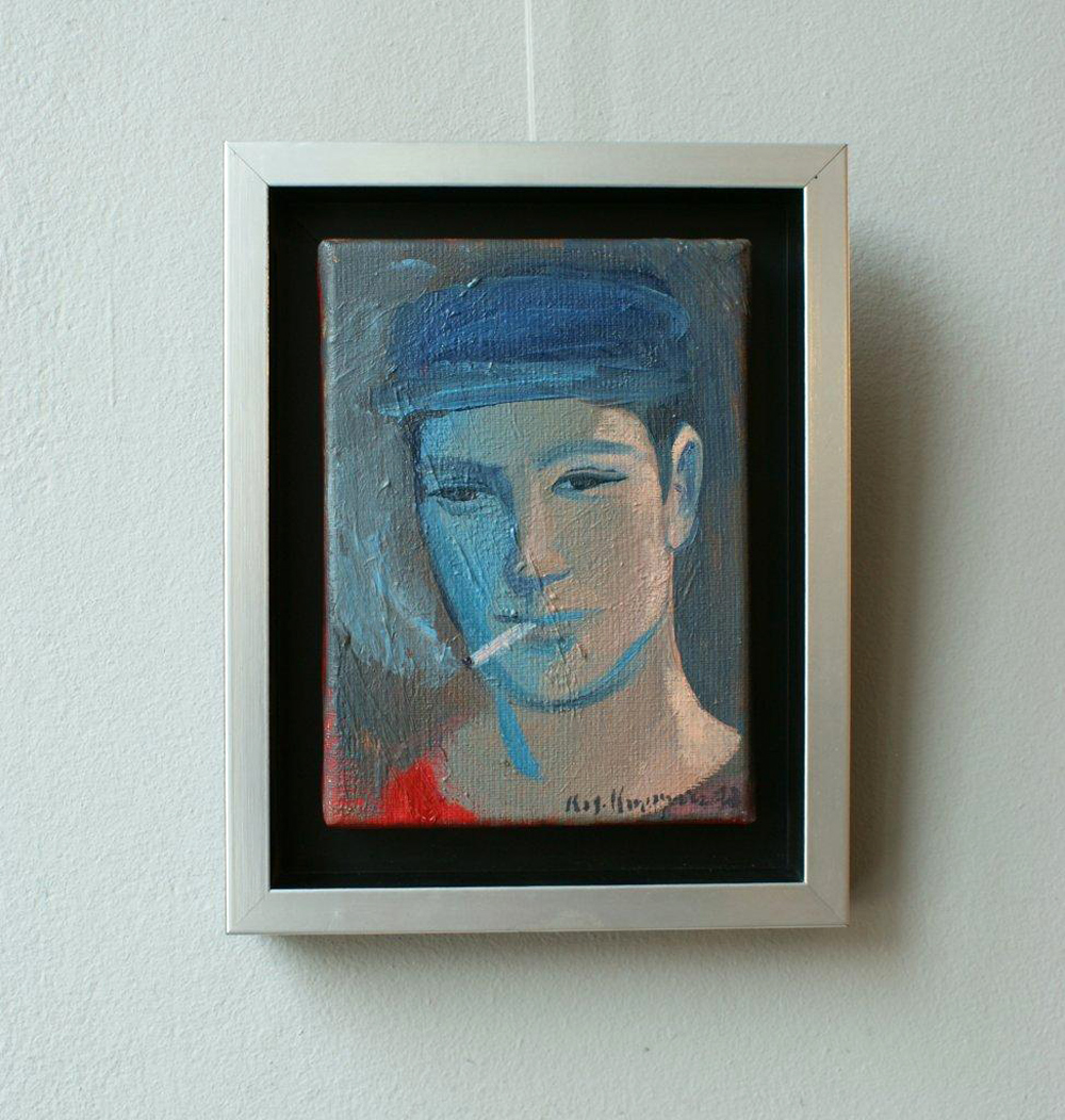 Katarzyna Karpowicz - Boy with cigarette (Oil on Canvas | Größe: 19 x 24 cm | Preis: 1000 PLN)
