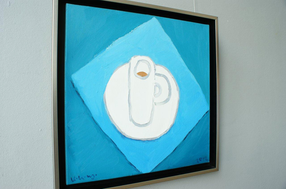 Krzysztof Kokoryn - Cup on a blue background (Oil on Canvas | Size: 45 x 45 cm | Price: 4500 PLN)