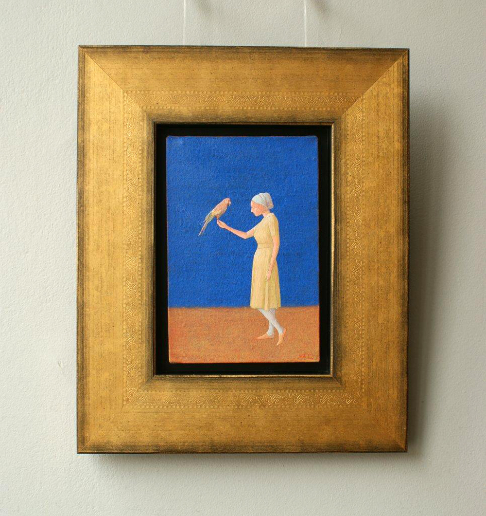 Mikołaj Kasprzyk - Woman with parrot (Oil on Canvas | Größe: 41 x 49 cm | Preis: 2900 PLN)