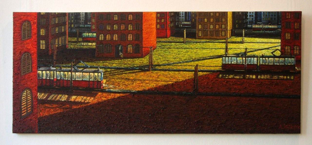 Adam Patrzyk - Siding track (Oil on Canvas | Size: 130 x 55 cm | Price: 9500 PLN)
