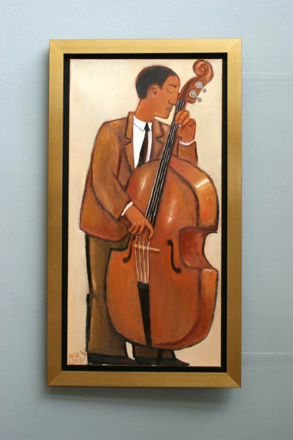 Krzysztof Kokoryn - Bass player (Oil on Canvas | Größe: 63 x 113 cm | Preis: 6500 PLN)