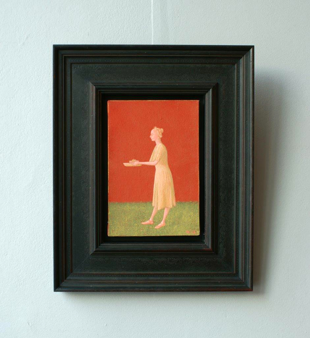 Mikołaj Kasprzyk - Woman with cake (Oil on Canvas | Wymiary: 41 x 49 cm | Cena: 2900 PLN)