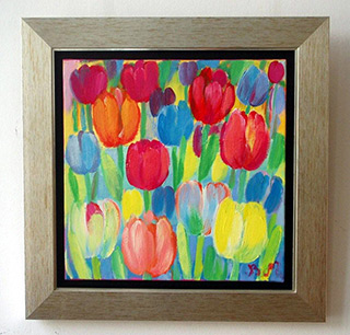Beata Murawska : Tulips square : Oil on Canvas