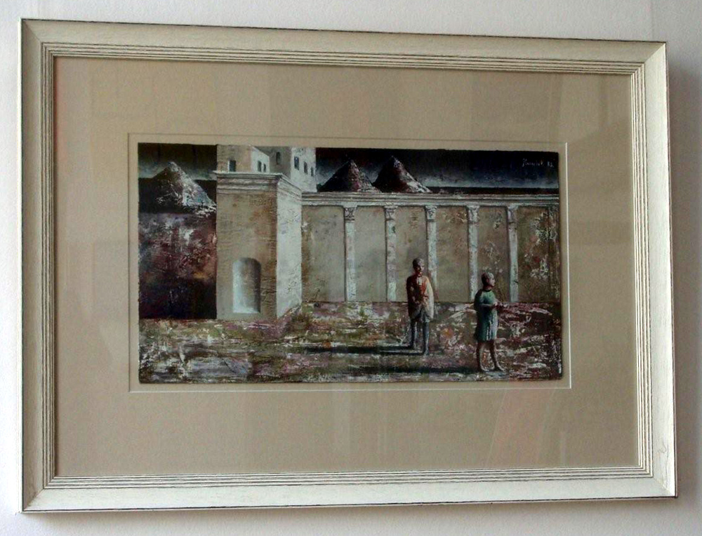 Łukasz Huculak - At the wall (Guache on Paper | Größe: 78 x 56 cm | Preis: 3200 PLN)