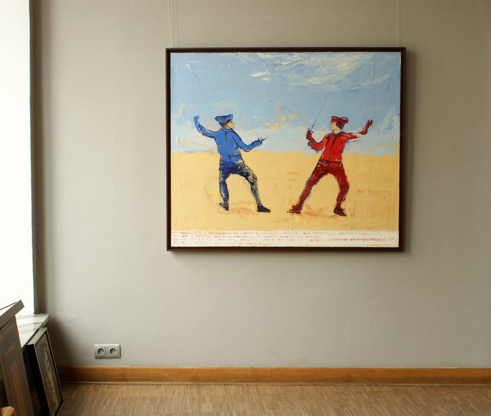 Jacek Łydżba - Fencing (Oil on Canvas | Size: 135 x 115 cm | Price: 7000 PLN)