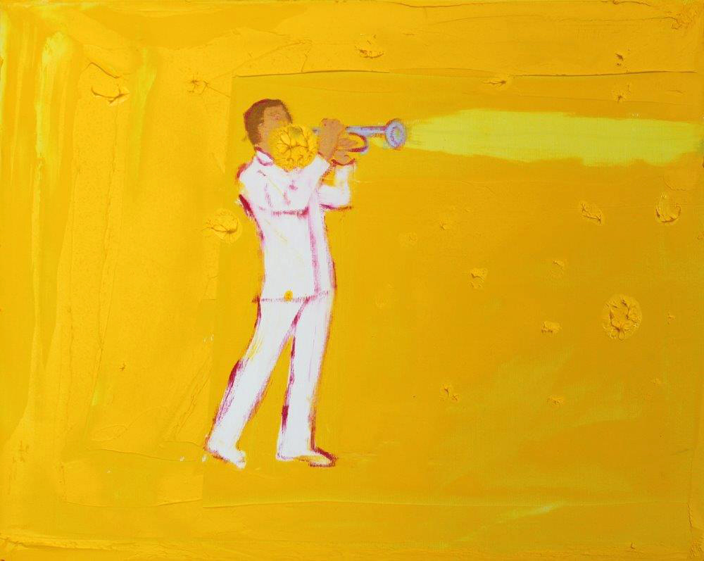 Jacek Łydżba - Yellow trumpet player (Oil on Canvas | Size: 40 x 30 cm | Price: 3200 PLN)