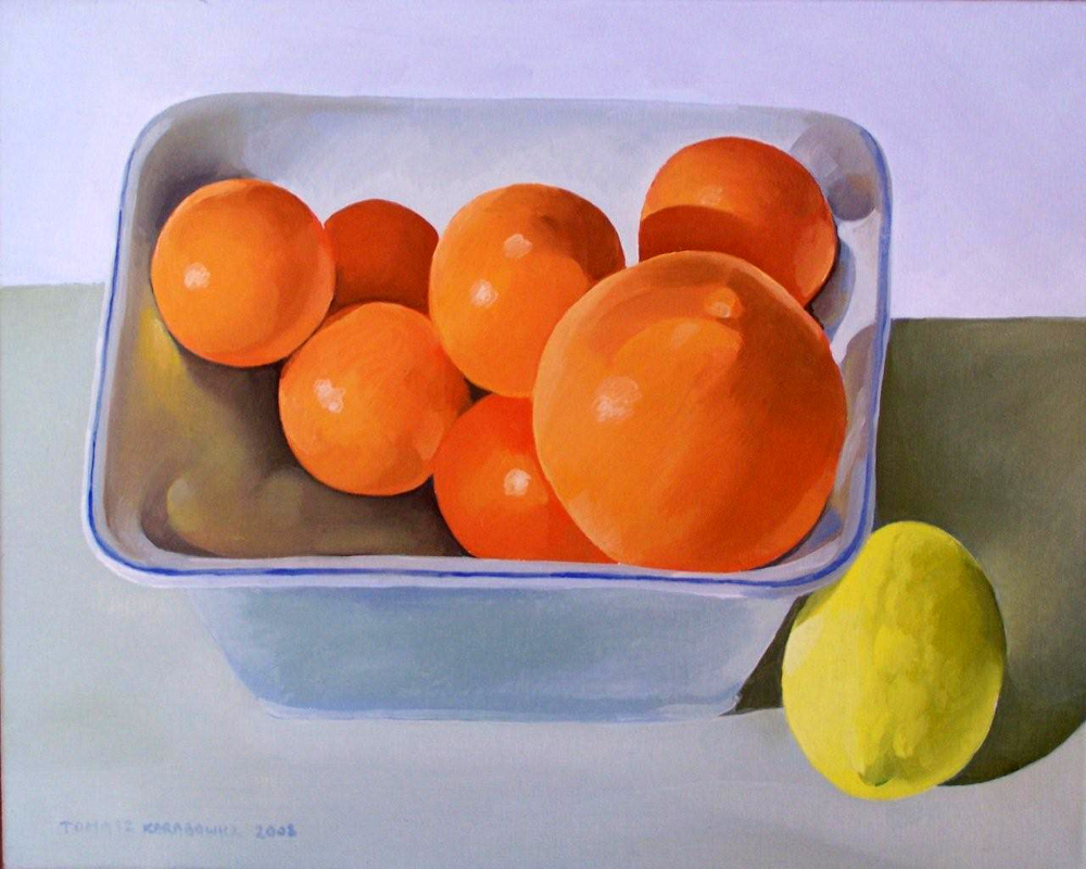 Tomasz Karabowicz - Still life with oranges (Oil on Canvas | Size: 50 x 40 cm | Price: 3000 PLN)
