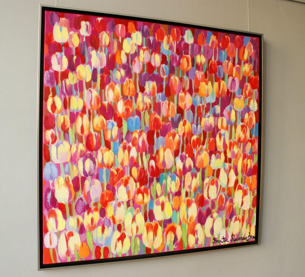 Beata Murawska - Big tulips field (Oil on Canvas | Größe: 125 x 125 cm | Preis: 6500 PLN)