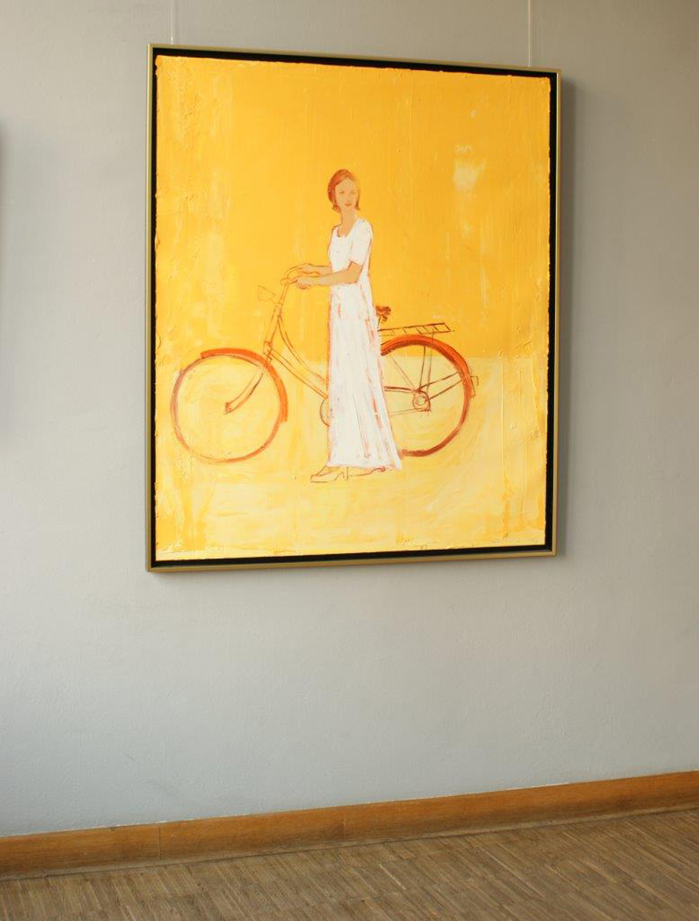 Jacek Łydżba - Cyclist in yellows (Oil on Canvas | Size: 105 x 125 cm | Price: 7000 PLN)