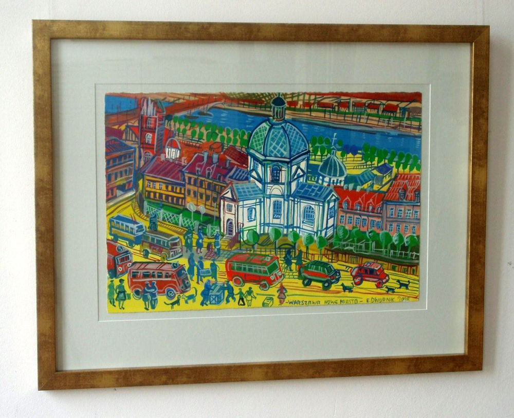 Edward Dwurnik - New city square (Watercolour on Paper | Size: 80 x 62 cm | Price: 4500 PLN)