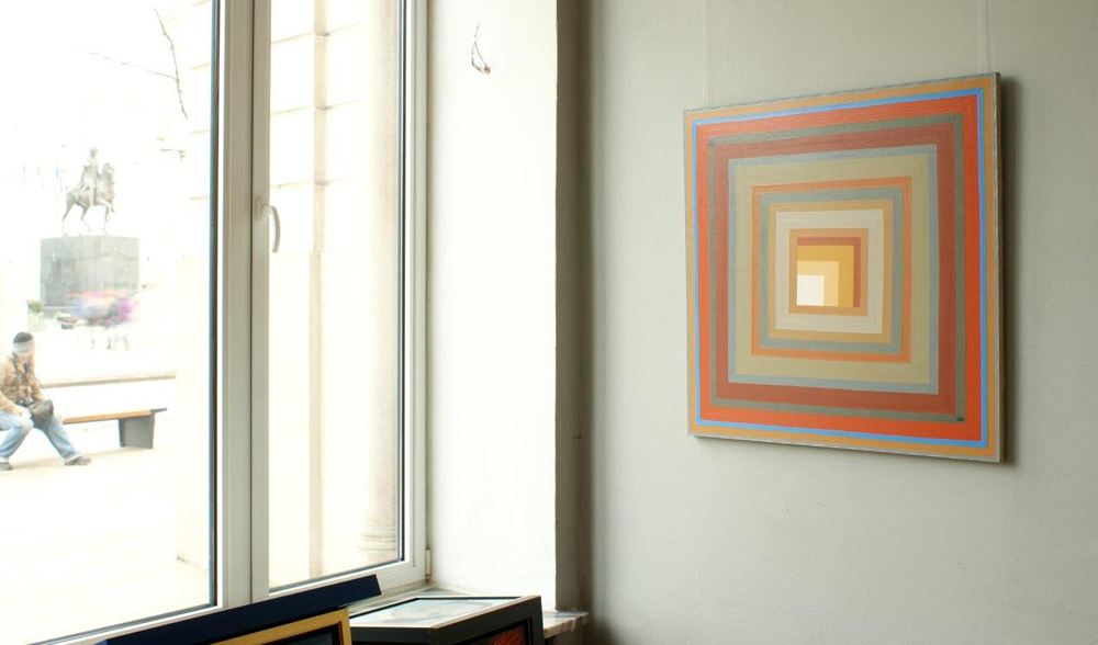Łukasz Majcherowicz - Window's space (Acrylic on canvas | Wymiary: 90 x 90 cm | Cena: 8000 PLN)