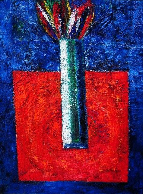 Darek Pala - Red Table (Oil on Canvas | Wymiary: 76 x 102 cm | Cena: 8000 PLN)